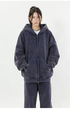 Washed Overfit Zip-up Hoodie