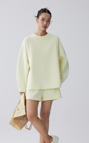 Pastel Oversized Sweatshirt & Lace Shorts Set