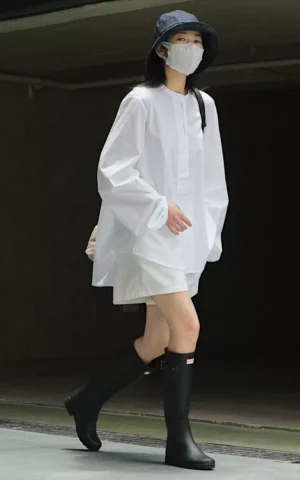 Balloon Sleeve Band Collar Blouse