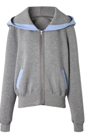 Grey-Blue Zip-Up Hoodie