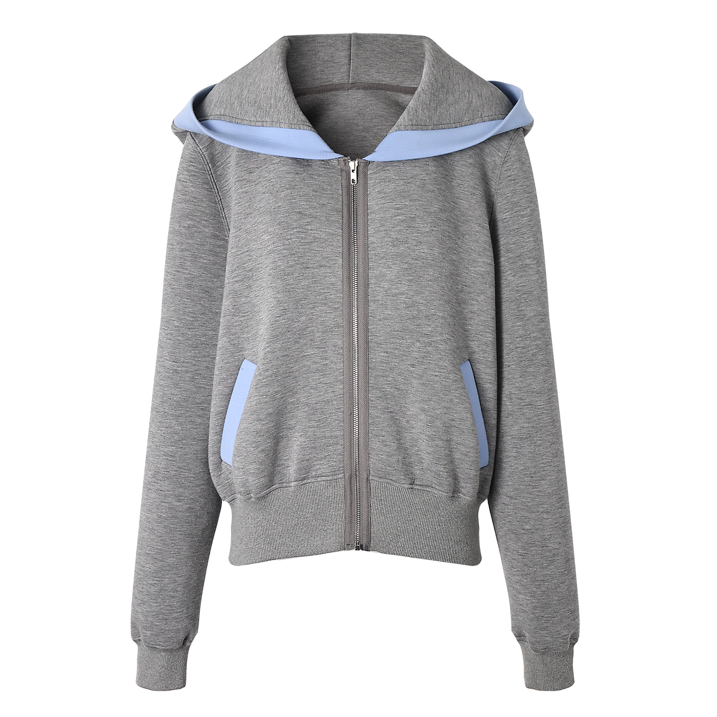 Grey-Blue Zip-Up Hoodie