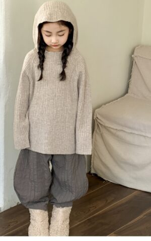 Beige Ribbed Kids' Sweater